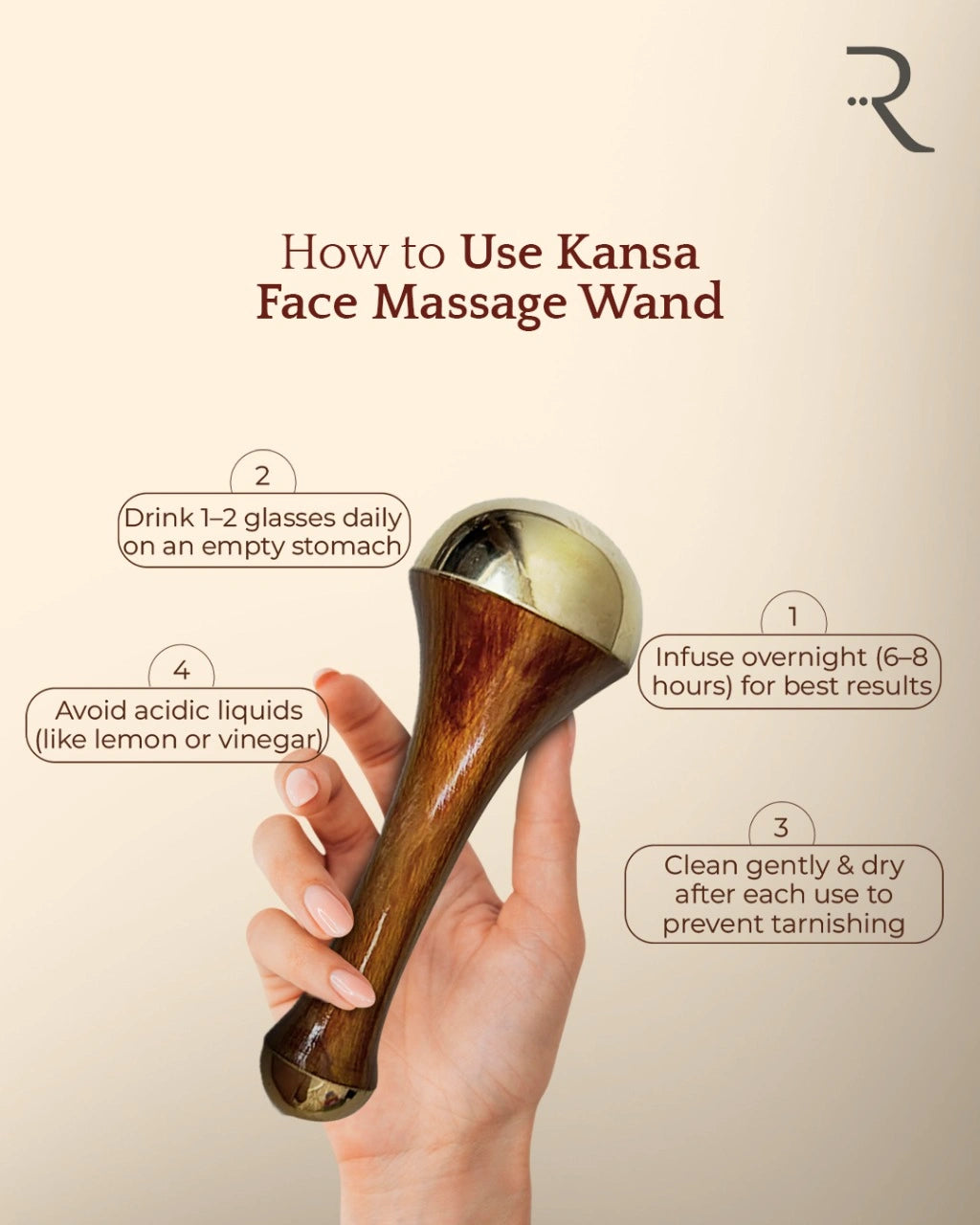 Kansa Face Massage Wand for Radiant Skin and Youthful Glow