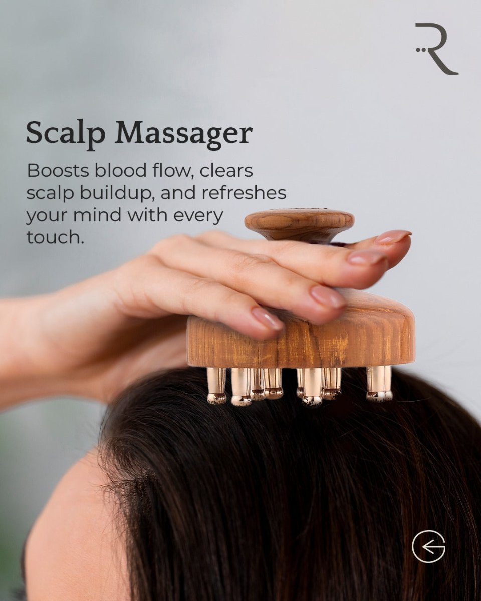 Kansa Head Massager and Scalp Activator - Exfoliate Scalp, Release Tension, Boost Hair Growth for Men and Women - Rüh Essentials