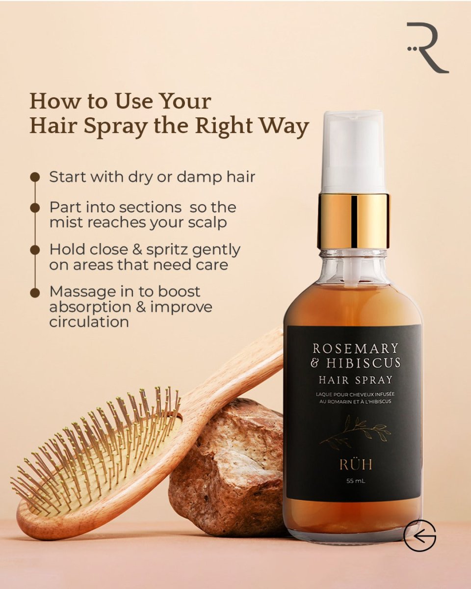 Rosemary Hibiscus Hair Spray for Scalp Nourishment and Hair Growth - Rüh Essentials