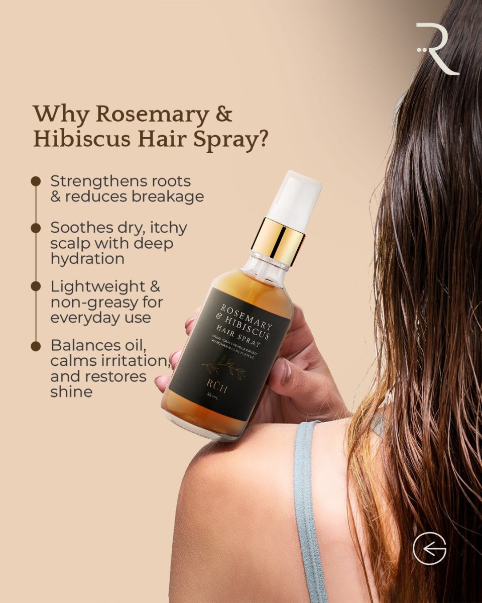 Rosemary Hibiscus Hair Spray for Scalp Nourishment and Hair Growth - Rüh Essentials