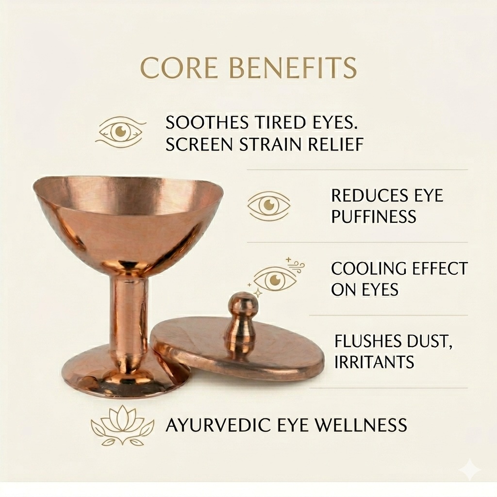 Copper Eye Wash Cup with Lid | Ayurvedic Eye Bath Tool