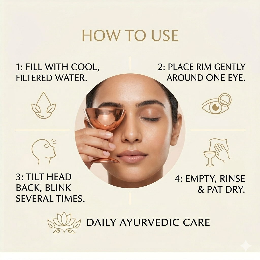 Copper Eye Wash Cup with Lid | Ayurvedic Eye Bath Tool