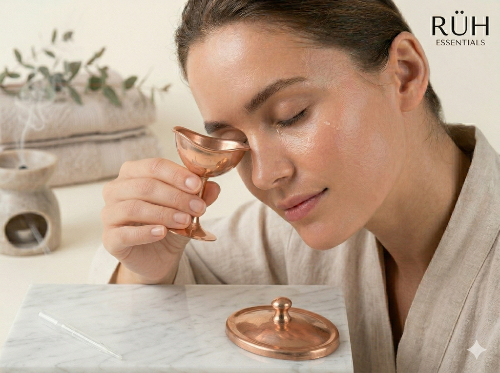 Copper Eye Wash Cup with Lid | Ayurvedic Eye Bath Tool