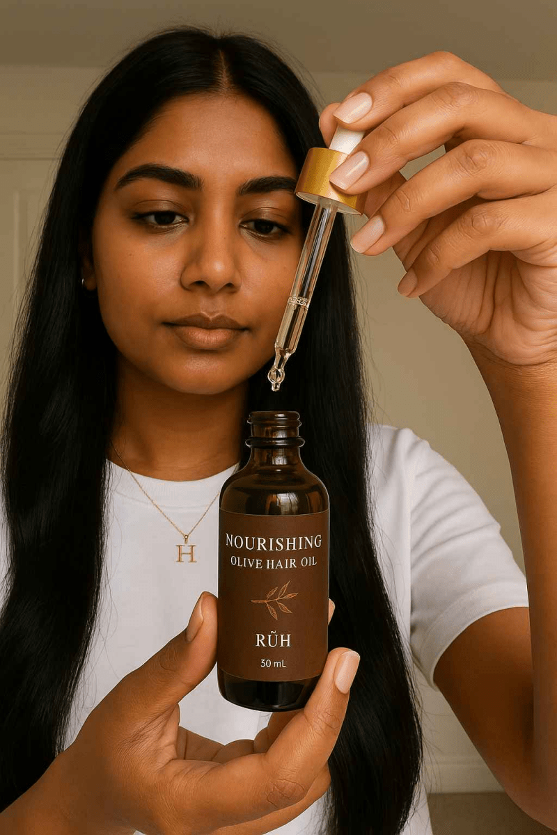Herb Infused Olive Hair Oil for Nourished and Healthy Hair - Rüh Essentials