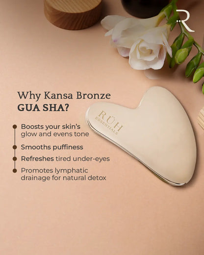 Kansa Gua Sha Face Massager for Glowing Skin - Ruh Essentials