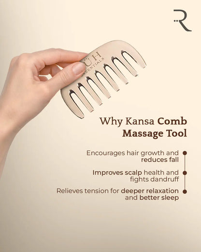 Kansa Comb Massage Tool for Hair Fall Reduction, Growth Enhancement, Circulation Boost, and Stress Relief